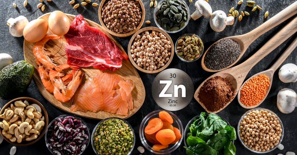 composicion con productos alimenticios ricos en zinc.
