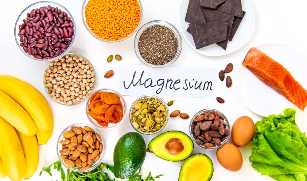 Varios productos que contienen magnesio. Enfoque selectivo. comida.